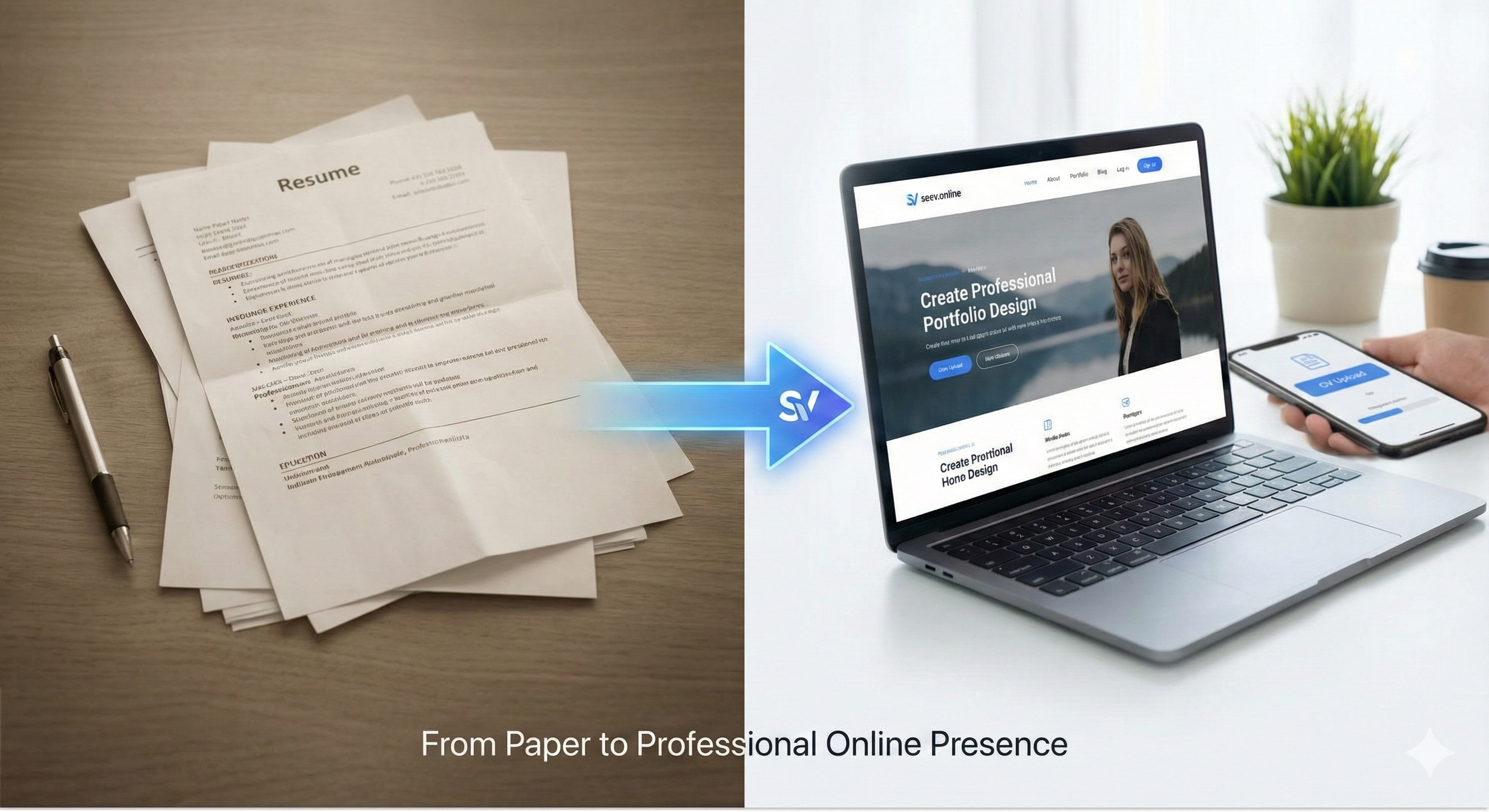 SEEV transforms your CV into a beautiful portfolio website